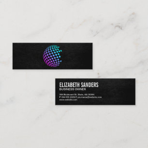 Färgfyllt geometriskt lob Black Leather Executiv Mini Visitkort
