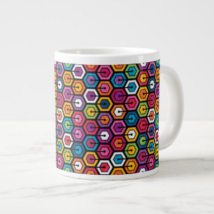 Färgfyllt geometriskt mönster med hexagon jumbo mugg