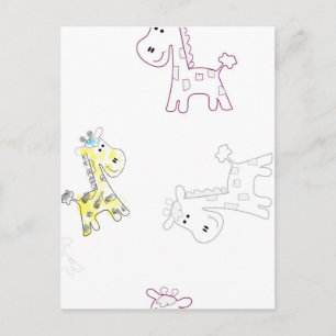 Färgfyllt Giraffe Sketch-vykort - Konstnärligt dju Vykort