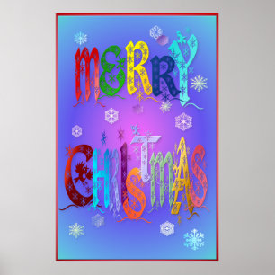 Färgfyllt God jul Poster stort