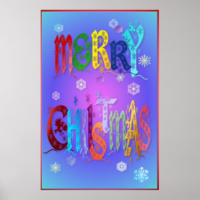 Färgfyllt God jul Poster stort (Framsidan)