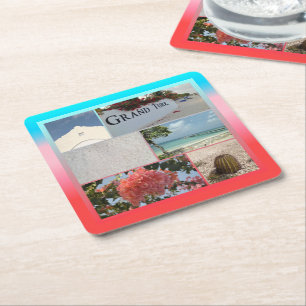 Färgfyllt Grand Turk-fotokollage Underlägg Papper Kvadrat