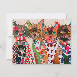 Färgfyllt gratulationskort för Cat Collage Cat Tack Kort