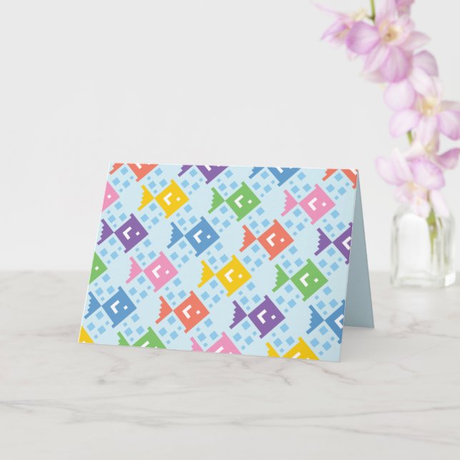 Färgfyllt havs-fiskekort med Mönster-vikt Kort (Orkide)