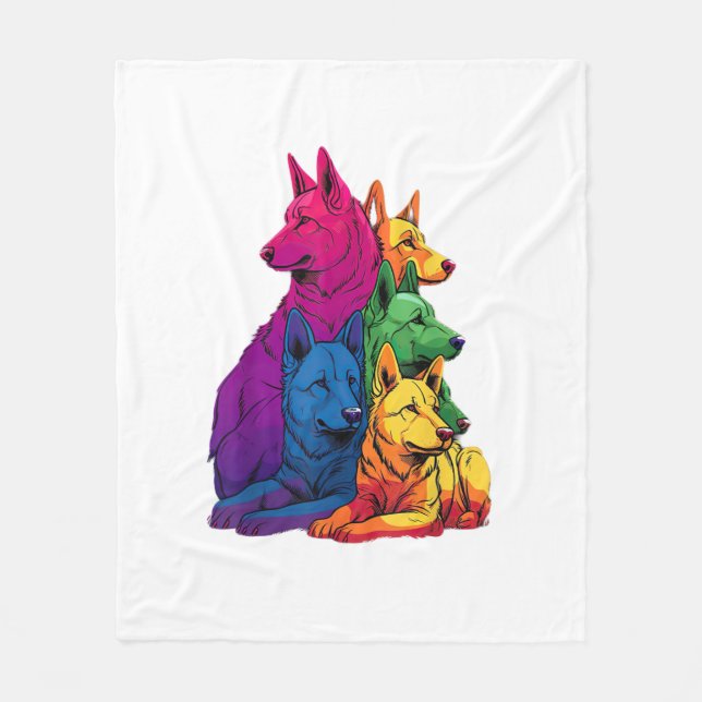 Färgfyllt HBT-Pride Tyskt Hund Shepherd Pile Fleecefilt (Framsidan)