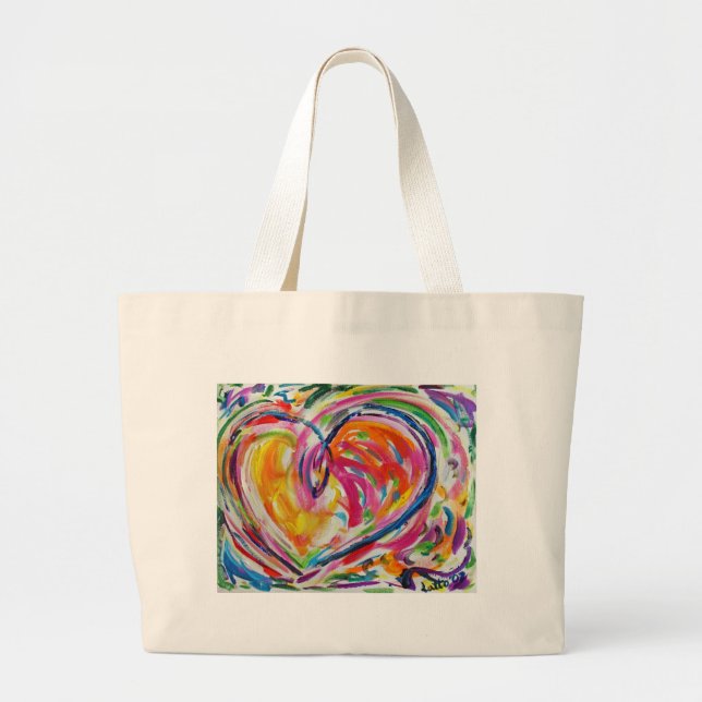 Färgfyllt hjärta av Joy Art Tote Bag Jumbo Tygkasse (Framsidan)