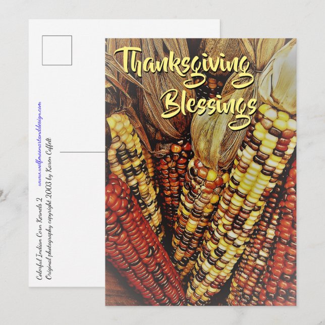 Färgfyllt indisk vykort för Maj 2 / Thanksgiving (Fram/baksida)