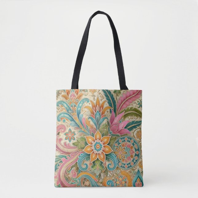 Färgfyllt indonesiskt batik-Blommönster Tygkasse (Framsida)