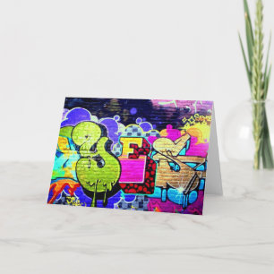 Färgfyllt Ja Graffiti Art Note Birthday Card Kort