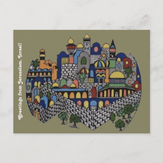 Färgfyllt Jerusalem-vykort Vykort