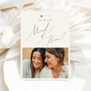Färgfyllt jodrosfonfoto-Maid of honor-kort Inbjudningar