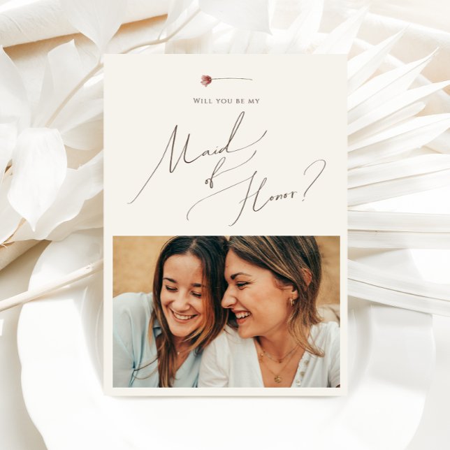 Färgfyllt jodrosfonfoto-Maid of honor-kort Inbjudningar (Skapare uppladdad)