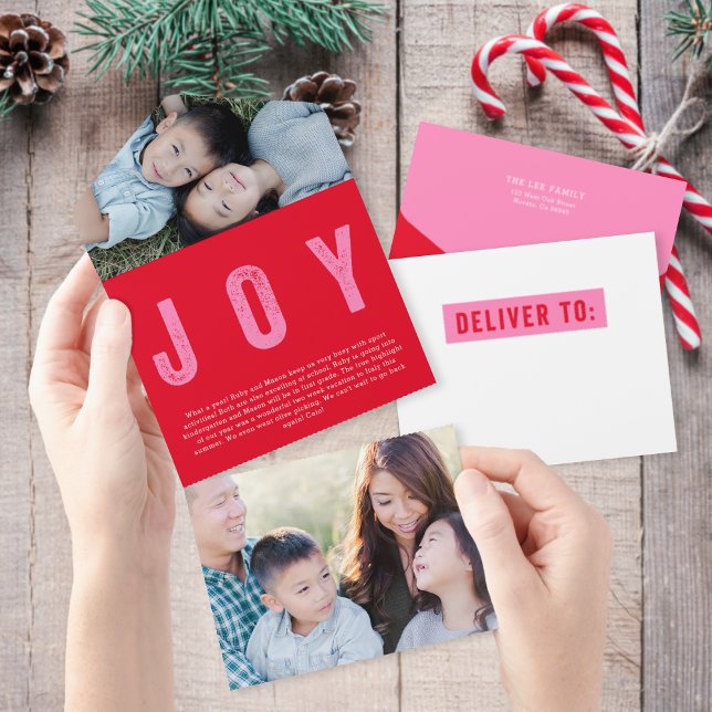 Färgfyllt JOY Tear Away Photo Helgdag Card (Skapare uppladdad)