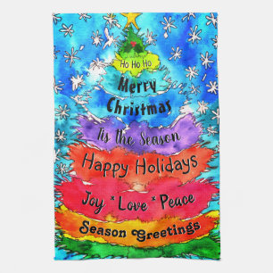 Färgfyllt Julgran Kitchen Towel Kökshandduk
