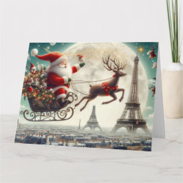 Färgfyllt julkort i en parisisk inställning kort