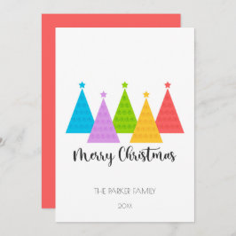 Färgfyllt julkort i Julgranar