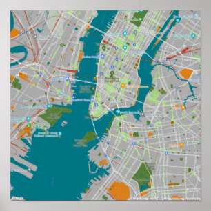 Färgfyllt karta i NYC Poster