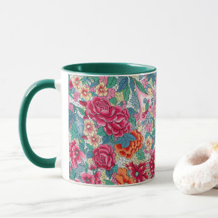 Färgfyllt kinesiskt Blommönster Mugg