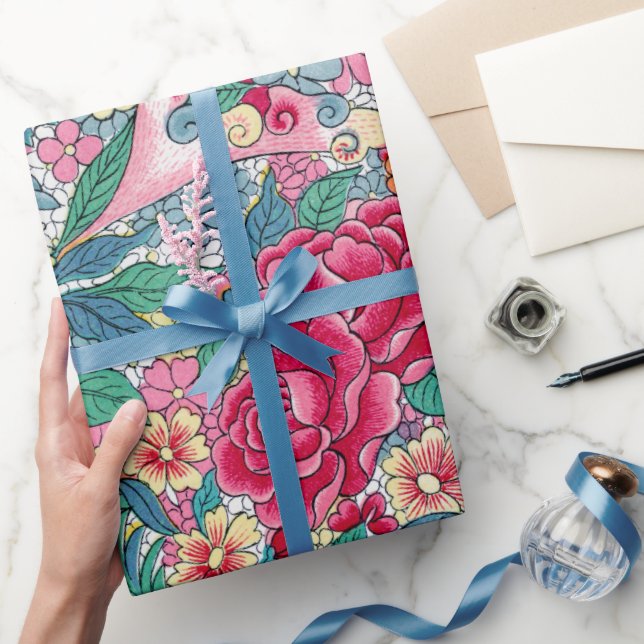 Färgfyllt kinesiskt Blommönster Presentpapper (Gifting)