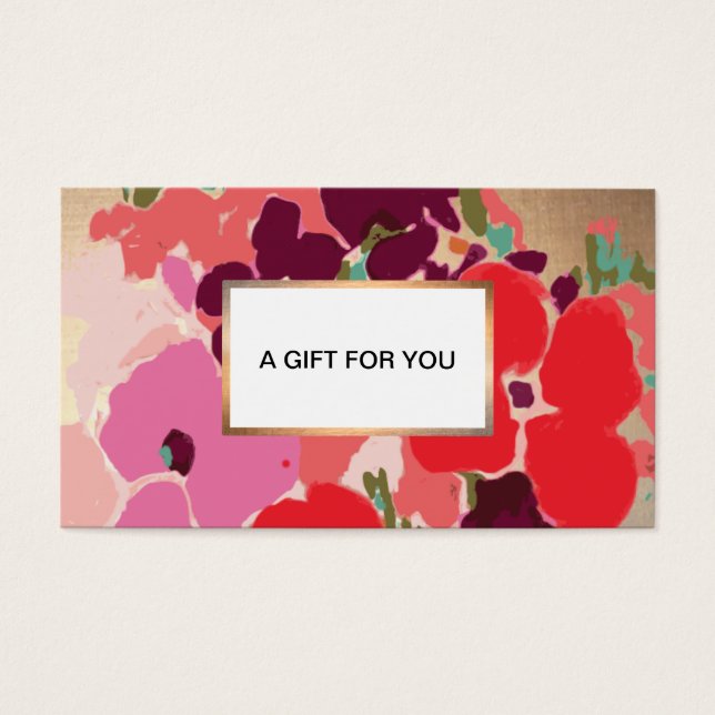 Färgfyllt konstnärligt presentkort för Blommigt Gu Visitkort (Framsidan)