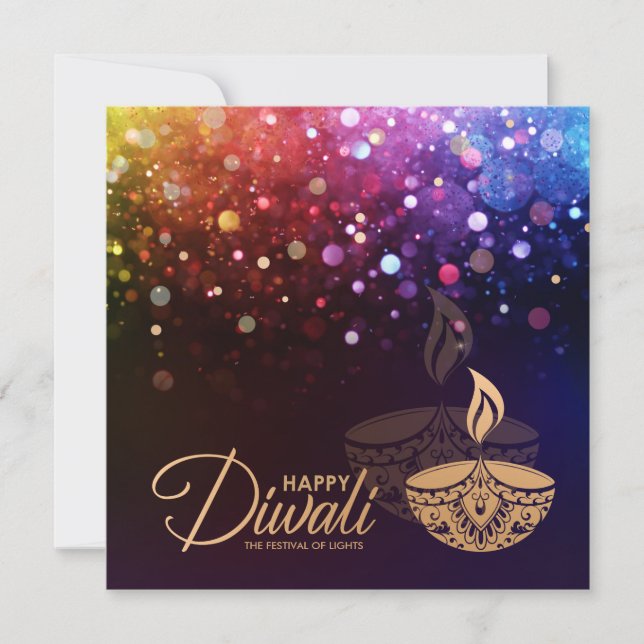 Färgfyllt ljus Lycklig Diwali-kort Kort (Framsida)