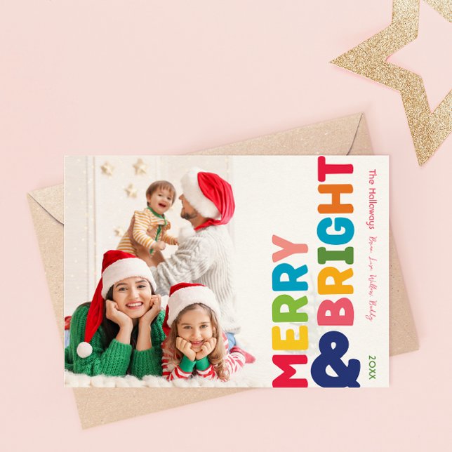 Färgfyllt Merry- och Bright Helgdag Card Julkort (Skapare uppladdad)