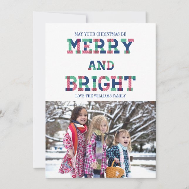 Färgfyllt merry- och Bright Jul-fotokort Julkort (Framsida)