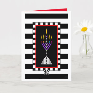 Färgfyllt Modern Menorah-hälsningskort Kort