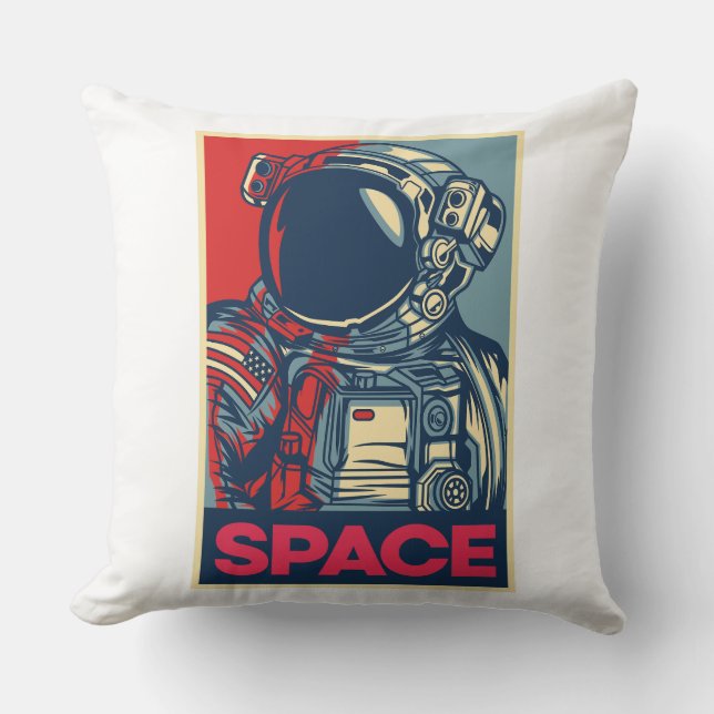 Färgfyllt, modernt astronautrymme kudde (Framsida)