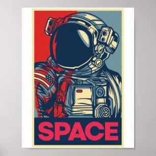 Färgfyllt, modernt astronautrymme poster