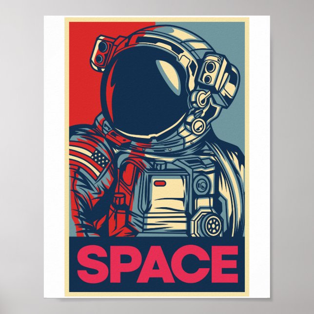 Färgfyllt, modernt astronautrymme poster (Framsidan)