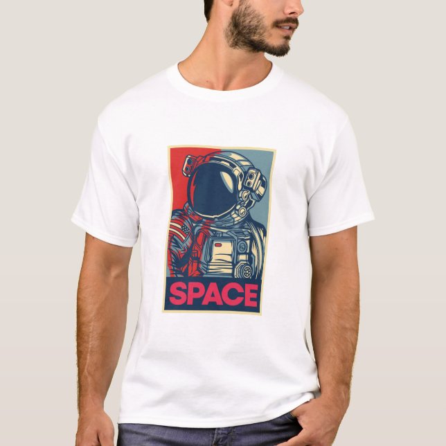 Färgfyllt, modernt astronautrymme t shirt (Framsida)