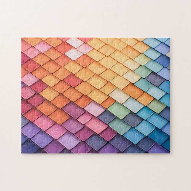 Färgfyllt Mönster Art Photo Puzzles Brick Internet Pussel (Horisontell)