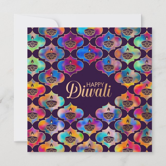 Färgfyllt mönster Lycklig Diwali-kort Kort (Framsida)