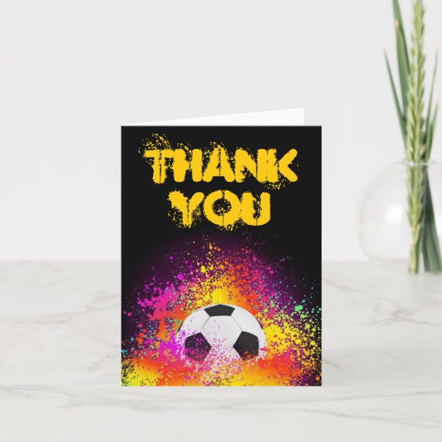Färgfyllt neon Soccer-tema-Tackkort-kort Tack Kort (Framsida)