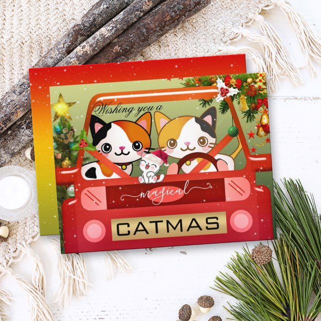 Färgfyllt, nyårskort i Cat Catmas Julkort (Skapare uppladdad)
