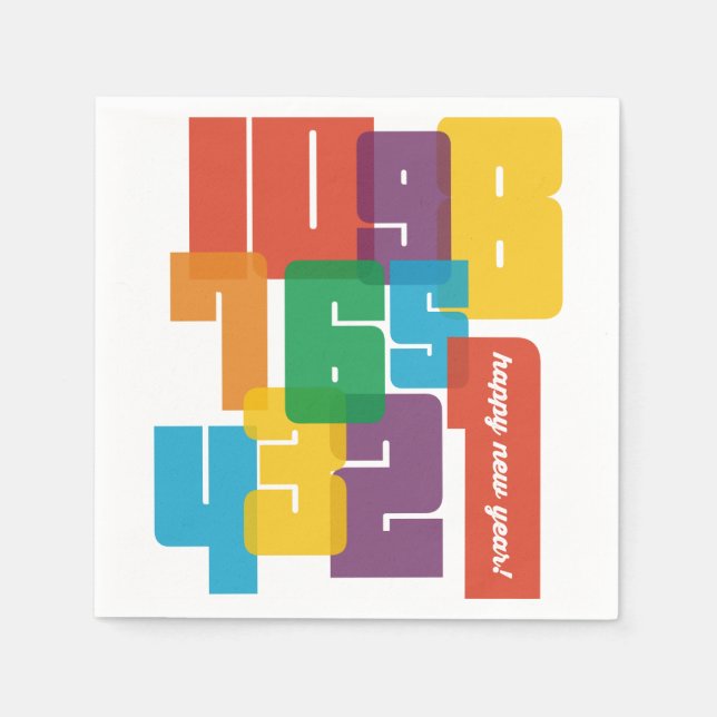 Färgfyllt nytt år pappersservett (Framsidan)