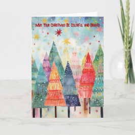 Färgfyllt och ljust Träd-julkort Kort