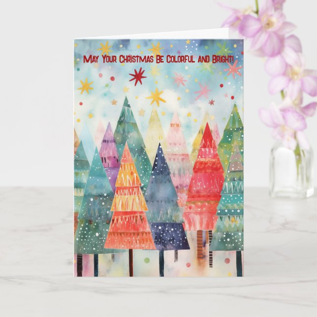 Färgfyllt och ljust Träd-julkort Kort (Orkide)