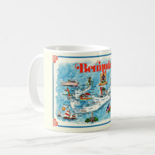 Färgfyllt, oformaterat vykort Karta i Bermuda Mugg