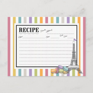 Färgfyllt Paris Macarons Eiffel Torn Recept Card Vykort