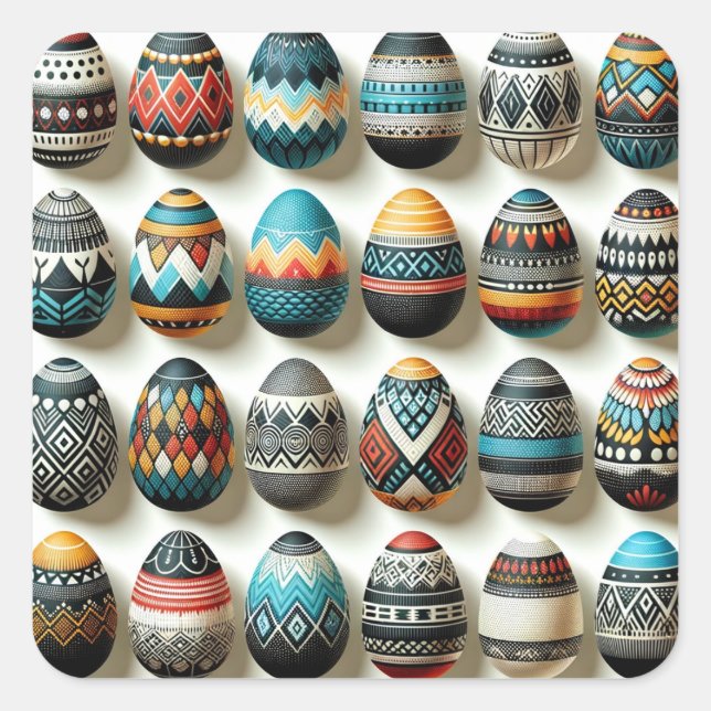 Färgfyllt Påskägg Fyrkantigt Klistermärke (Framsida)