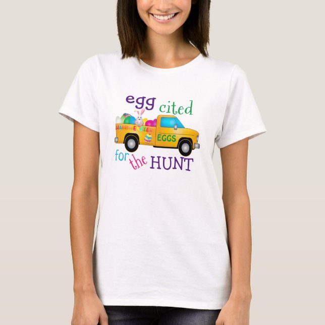 Färgfyllt Påskägg Hunt Bunny Lastbil T-Shirt (Framsida)