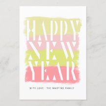 Färgfyllt penseldrag, modernt Gott nytt år-kort