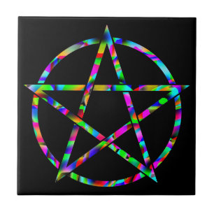 Färgfyllt Pentagram Kakelplatta