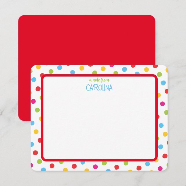 Färgfyllt Polka dots Cute Girly Note Card Anteckningskort (Fram/baksida)