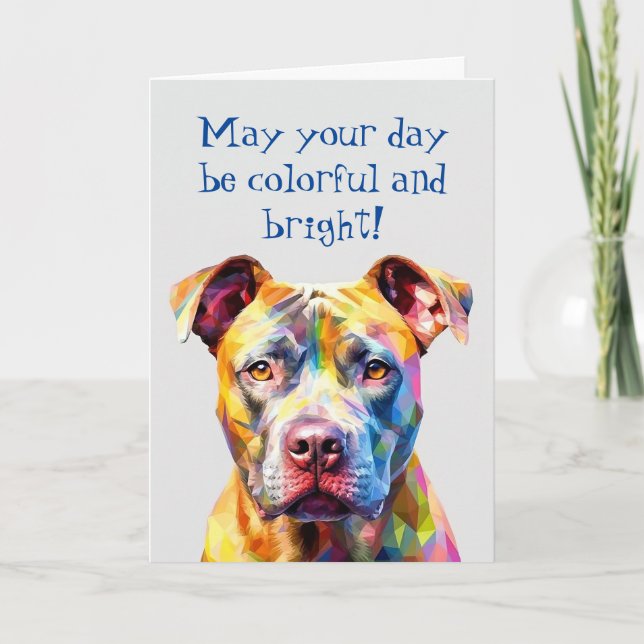 Färgfyllt polygonbiljettkort för Pit Bull Dog Gree Helgkort (Framsida)