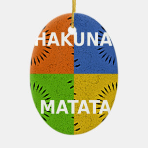 Färgfyllt pop Art Collage & Hakuna Matata-meddelan Julgransprydnad Keramik