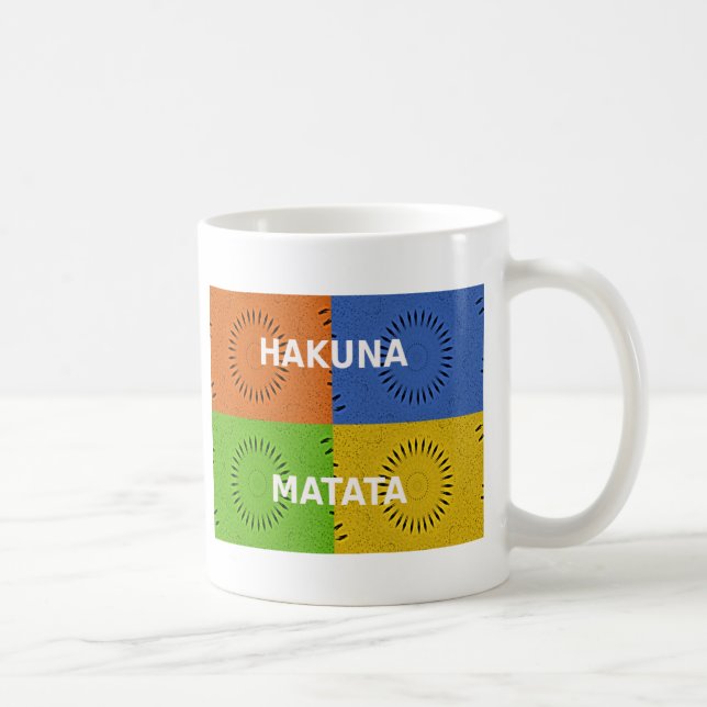 Färgfyllt pop Art Collage & Hakuna Matata-meddelan Kaffemugg (Höger)