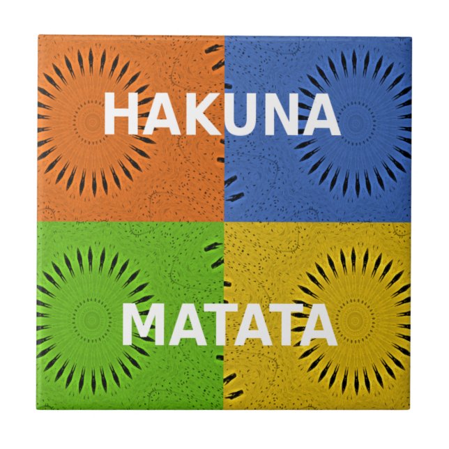 Färgfyllt pop Art Collage & Hakuna Matata-meddelan Kakelplatta (Framsidan)